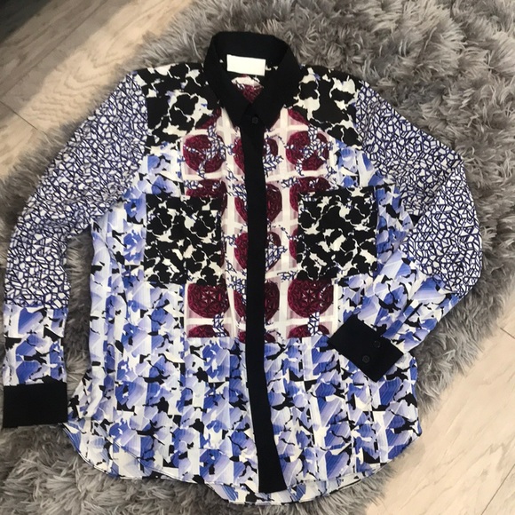 Peter Pilotto 💯 silk blouse- long sleeve, button up, multi-color- size 6 - Picture 1 of 7